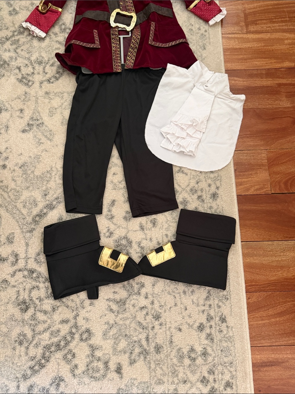 Disney Captain Hook Kids Costume - Burgundy and Black with Gold Trim - Picture 9 of 14